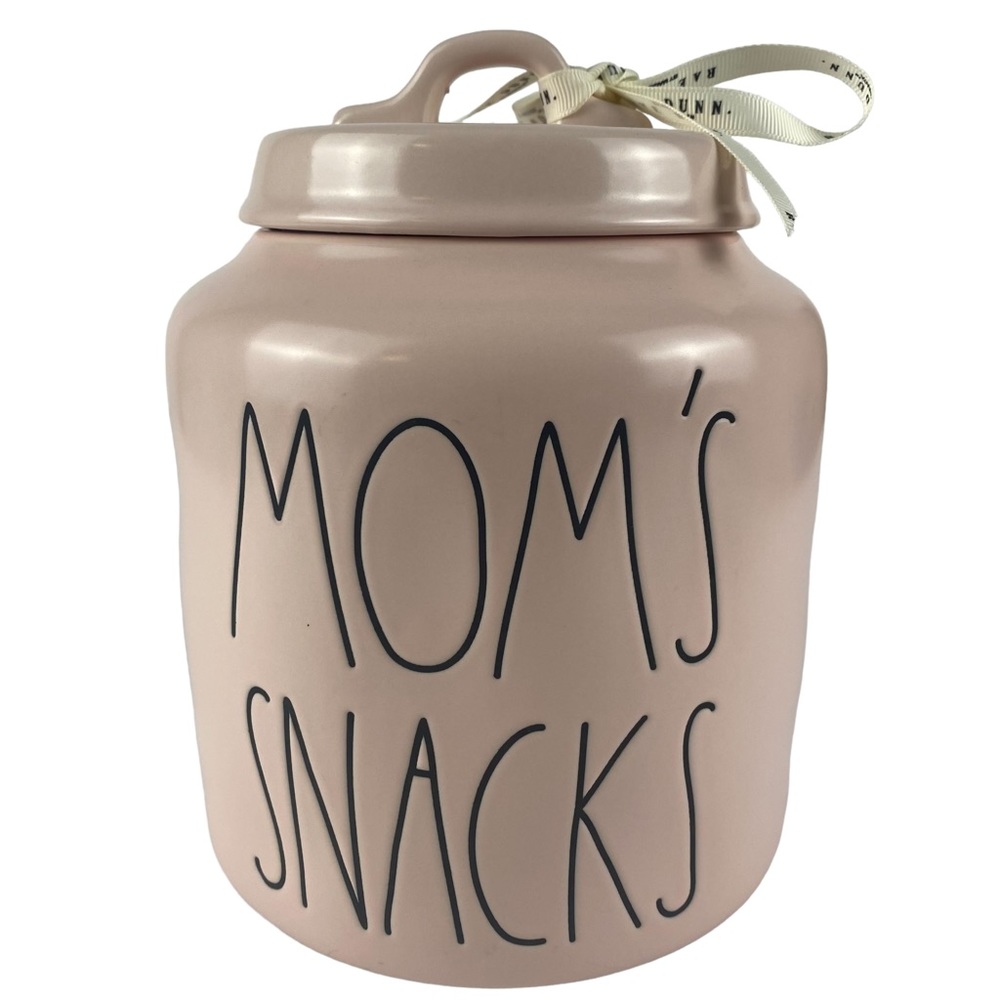 Rae Dunn Mom's Snacks Pink Ceramic Canister